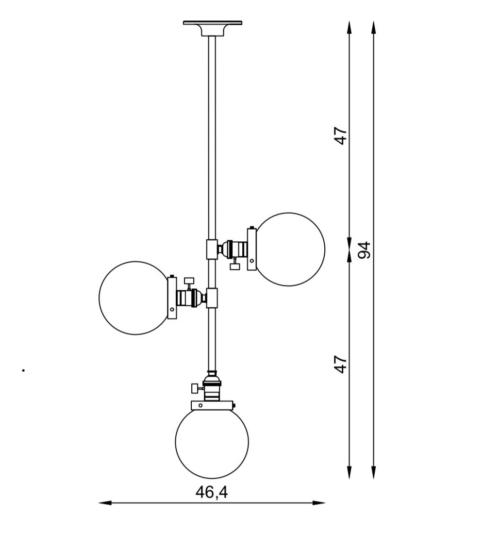 3-light chandelier drawing technical dwg