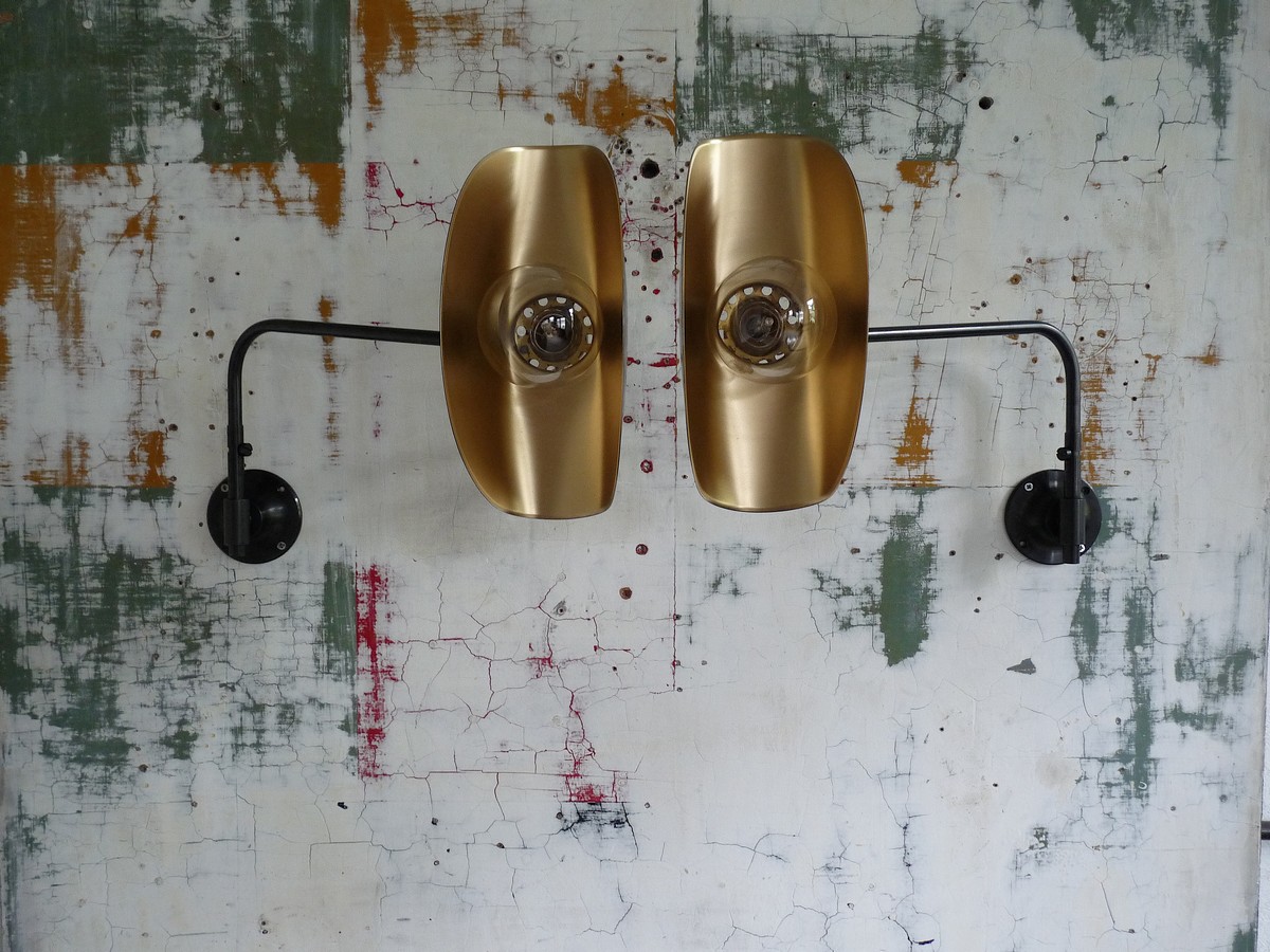 Pair of Brass French swing sconce
